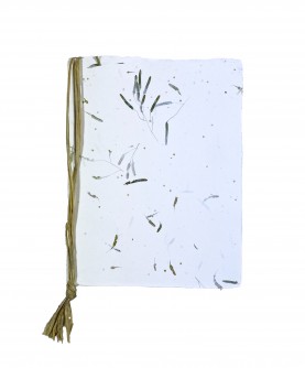 Rag flowers paper notebook with raffia